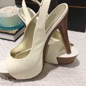 White Jessica Simpson sleek and sexy heels